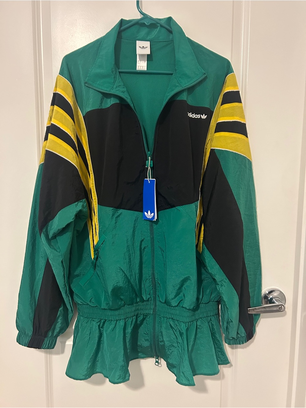 adidas Green Black Santiago Jacket with Yellow Stripes